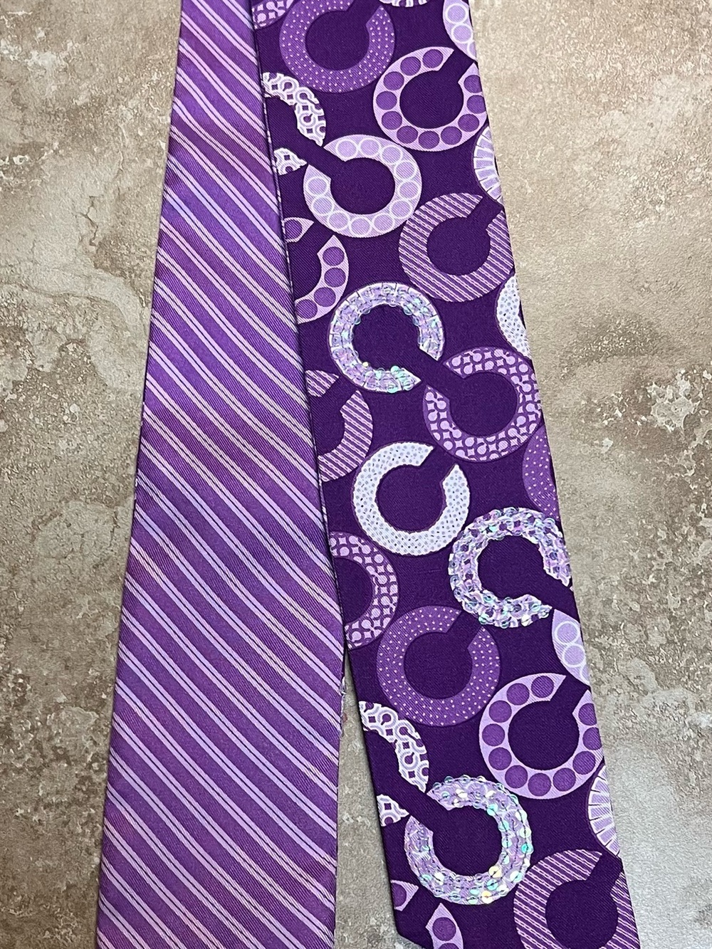 Coach Purple Patterned Silk Scarf